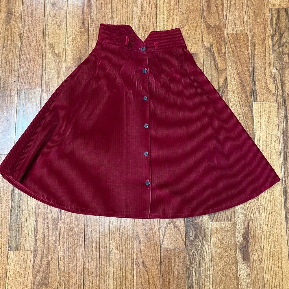 Red Corduroy Skirt with Buttons VINTAGE